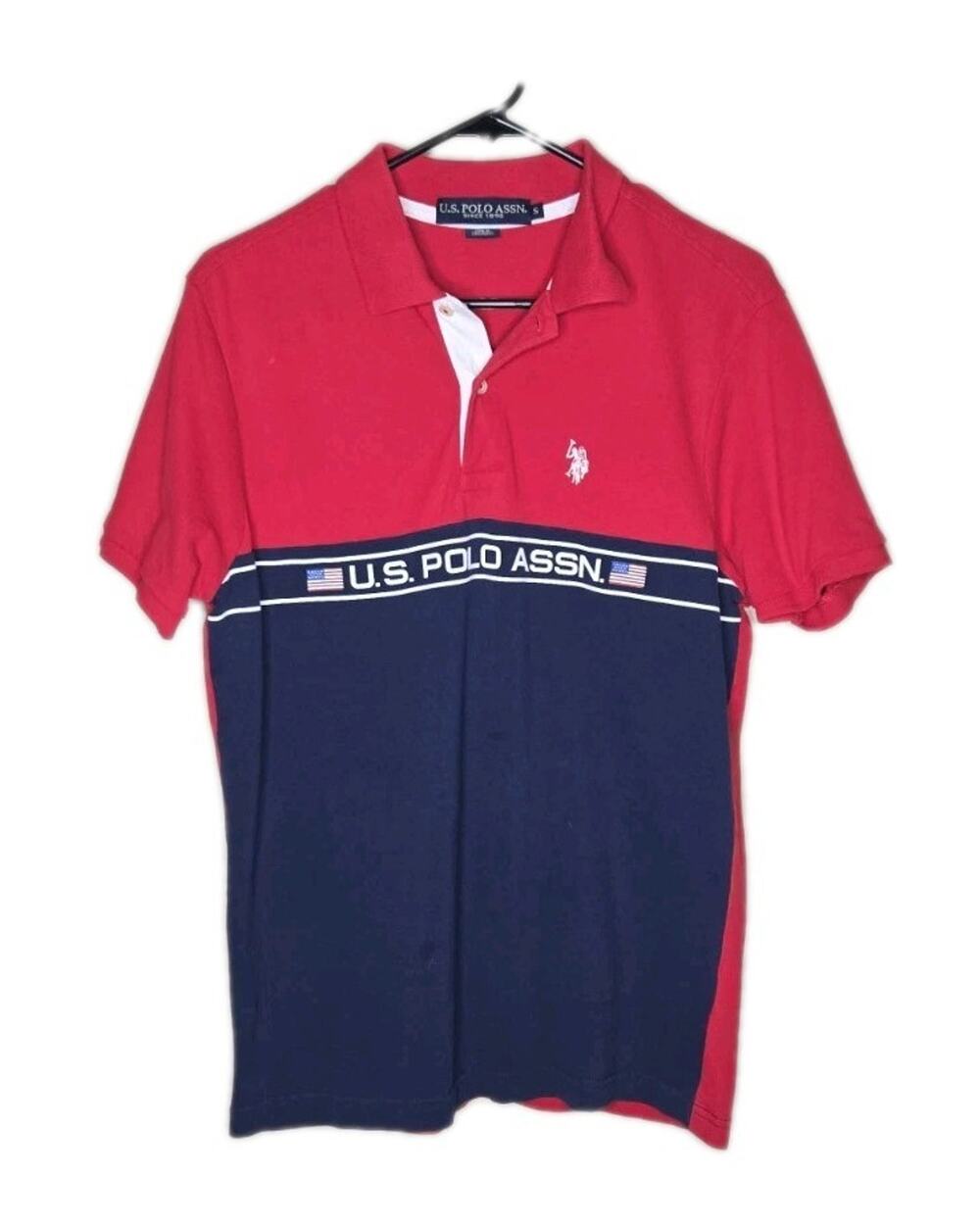 U.S. Polo Assn. Men's Novelty Polo Shirt Olympic USA Style Red Sz SM
